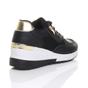 Black Mid Wedge Heel Lace Up Gold Zip Trainers, Image 4 of 5