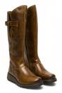 Brown Womens Heel Knee High Zip Up Boots-Mol 2, Image 2 of 8