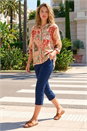 Orange Paisley Print V-Neck Blouse , Image 2 of 4