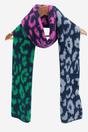 Navy Blue Block Leopard Print Winter Scarf, Image 2 of 4