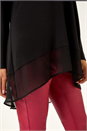 Black V-Neck Chiffon Hem Top, Image 5 of 5