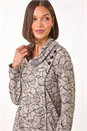 Grey Floral Print Cowl Neck Top, Image 4 of 5