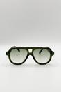 Green SVNX Green Bold Navigator Sunglasses in Green, Image 2 of 6