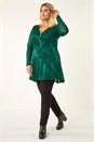 Green Curve Zip Front Floral Lace Top, Image 3 of 5