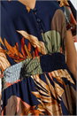 Navy  Angel Sleeve Floral Print Midi Dress, Image 5 of 5