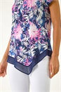 Fuchsia Textured Floral Print Asymmetric Top, Image 5 of 5