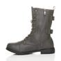 Grey AJVANI Grey Lace Up Zips Military Biker Ankle Boots, Image 3 of 6