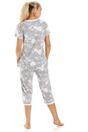 Light Grey Camille Lingerie Light Grey Lightweight Floral Capri Pyjama Set, Image 4 of 5