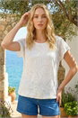 Ivory Burnout Bubble Hem Top, Image 1 of 4