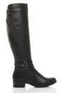 Black Zip Military Biker Style Knee Riding Boots, Image 1 of 6