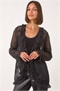 Black Embellished Tie Front Top, Image 4 of 5