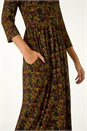 Amber Floral Print Button Detail Midi Dress, Image 5 of 5