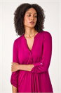 Pink V-Neck Button Detail Tunic Top, Image 1 of 5