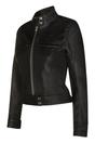 Black Womens Leather Moto Biker Jacket-Braga, Image 2 of 4