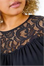 Black Curve Lace Panel Stretch Top, Image 5 of 5