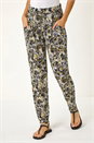 Black Abstract Print Harem Straight Trousers, Image 4 of 5