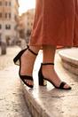 Black iKrush Black Zara Womens Ankle Strap Block Heel Sandals, Image 1 of 8