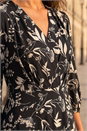 Black Floral Print Midi Dress, Image 4 of 4