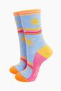 Blue Sunshine Waves Striped Bamboo Socks - Blue, Image 1 of 4