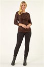 Chocolate Petite Ruched Side Jacquard Top, Image 2 of 5
