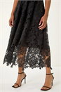 Black Crochet Lace V-Neck Midi Dress, Image 5 of 5