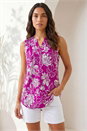 Magenta Textured Floral Print Sleeveless Top, Image 1 of 4
