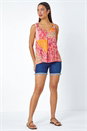 PU leather star applique button cami top