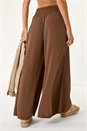Chocolate Relaxed Ruched Wide Leg Trouser, Image 3 of 5