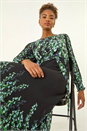 Blue Floral Border Belted Midi Dress, Image 1 of 5