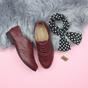 Burgundy AJVANI Burgundy Flat Lace Up Oxfords Brogues, Image 4 of 6