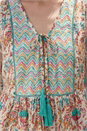 PINK Floral Print Tassel Neck Top, Image 4 of 4