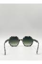 Grey Pale grey tortoiseshell oversized hexagon Sunglasses, Image 5 of 5