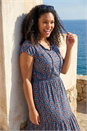 Navy  Curve Floral Print Swing Midi Dress, Image 4 of 4