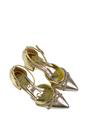 Gold 'Sarah' Ankle Strap Pointed Toe Diamante Mid Block Heels, Image 4 of 5