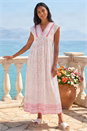 Pink Paisley Lace Trim Midi Dress, Image 1 of 4