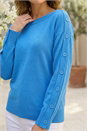 Blue Petite Buttoned Knit Jumper, Image 4 of 4