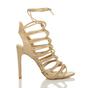 Natural Lace Up Strappy High Heeled Sandals, Image 2 of 6