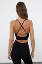 Black Seamless Scoop Neck Adjustable Strap Longline Sports Bra, Image 4 of 4