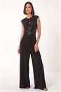 Black Sequin Twist Front Jumpsuit, Image 2 of 5