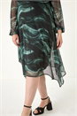 Grey Curve Abstract Print Wrap Stretch Midi Dress, Image 5 of 5