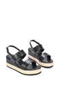 Black XY LONDON Black 'Ally' Low Heel Platform Wedge Espadrill  Slingback Sandals, Image 5 of 5