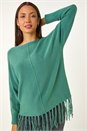 Sage Fringe Hem Knit Jumper, Image 1 of 5