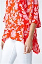 Orange Floral Print Frill Detail Peplum Top, Image 5 of 5