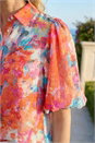 Orange Abstract Print Button Up Blouse , Image 4 of 4