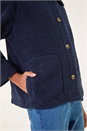 Navy  Collared Borg Fleece Jacket, Image 5 of 5