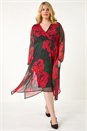 Red Curve Floral Print Wrap Stretch Midi Dress, Image 1 of 7