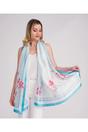Turqouise Libbie - Floral Satin Silk Scarf, Image 2 of 2