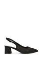 Black 'Devon' Court Shoe Block Heels With Slingback, Image 1 of 5