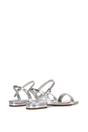 Silver XY LONDON Silver 'Hallie' Open Toe Flat Strappy Sandals With Ankle Strap, Image 3 of 5