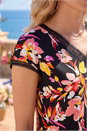 Black Lace Floral Trim V-Neck Top, Image 4 of 4